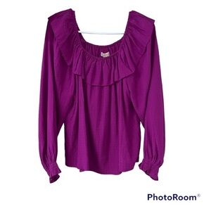 NWT Knox Rose Rayon balloon sleeve blouse with versatile elastic neckline small